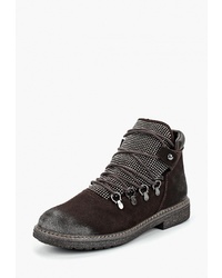 Женские темно-коричневые замшевые ботинки на шнуровке от Marco Tozzi