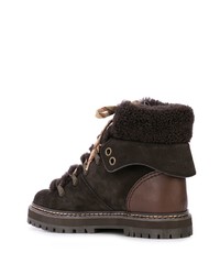 Женские темно-коричневые замшевые ботинки на шнуровке от See by Chloe