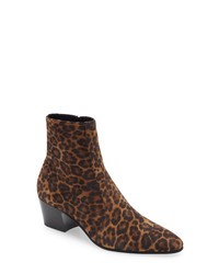Темно-коричневые замшевые ботинки челси с леопардовым принтом