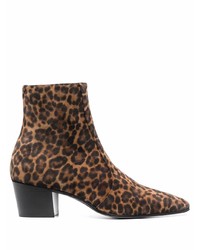 Мужские темно-коричневые замшевые ботинки челси с леопардовым принтом от Saint Laurent