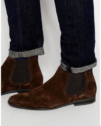 Мужские темно-коричневые замшевые ботинки челси от Base London