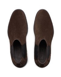 Мужские темно-коричневые замшевые ботинки челси от Ermenegildo Zegna