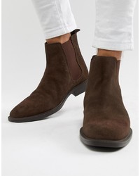 Мужские темно-коричневые замшевые ботинки челси от Dune