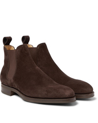 Мужские темно-коричневые замшевые ботинки челси от Edward Green