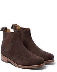 Мужские темно-коричневые замшевые ботинки челси от Grenson