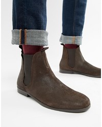 Мужские темно-коричневые замшевые ботинки челси от H By Hudson