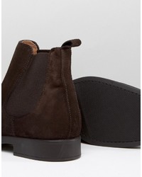 Мужские темно-коричневые замшевые ботинки челси от Selected