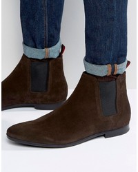 Мужские темно-коричневые замшевые ботинки челси от Hugo Boss