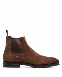 Мужские темно-коричневые замшевые ботинки челси от Santoni