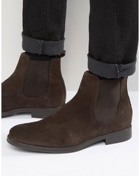 Мужские темно-коричневые замшевые ботинки челси от Selected