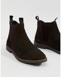 Мужские темно-коричневые замшевые ботинки челси от Silver Street
