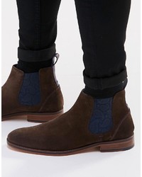 Мужские темно-коричневые замшевые ботинки челси от Ted Baker