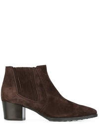 Женские темно-коричневые замшевые ботинки челси от Tod's