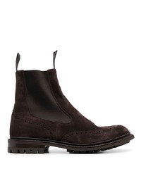 Мужские темно-коричневые замшевые ботинки челси от Tricker's