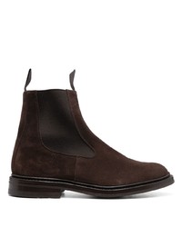 Мужские темно-коричневые замшевые ботинки челси от Tricker's
