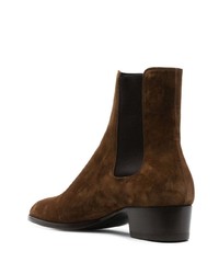 Мужские темно-коричневые замшевые ботинки челси от Saint Laurent