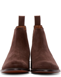 Мужские темно-коричневые замшевые ботинки от Grenson