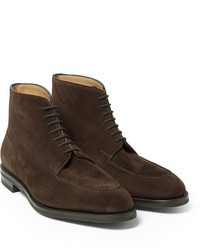 Мужские темно-коричневые замшевые ботинки от John Lobb
