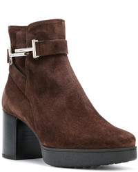 Женские темно-коричневые замшевые ботинки от Tod's