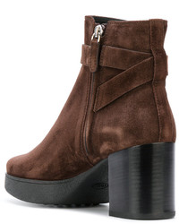 Женские темно-коричневые замшевые ботинки от Tod's