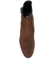 Женские темно-коричневые замшевые ботинки от Tod's