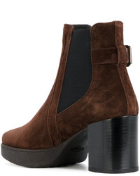 Женские темно-коричневые замшевые ботинки от Tod's