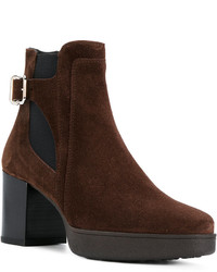 Женские темно-коричневые замшевые ботинки от Tod's