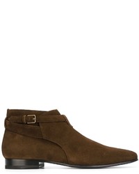 Мужские темно-коричневые замшевые ботинки от Saint Laurent