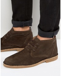 Мужские темно-коричневые замшевые ботинки от Selected