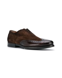 Темно-коричневые замшевые броги от Santoni