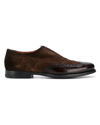 Темно-коричневые замшевые броги от Santoni