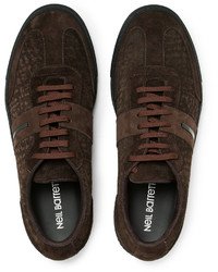 Мужские темно-коричневые замшевые кеды от Neil Barrett