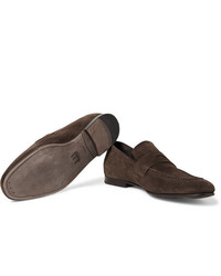 Мужские темно-коричневые замшевые лоферы от Dunhill