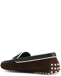 Женские темно-коричневые замшевые лоферы от Tod's