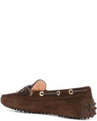 Женские темно-коричневые замшевые лоферы от Tod's