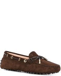 Женские темно-коричневые замшевые лоферы от Tod's