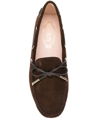 Женские темно-коричневые замшевые лоферы от Tod's