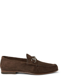 Мужские темно-коричневые замшевые лоферы от Gucci