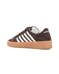 Мужские темно-коричневые замшевые низкие кеды от DSQUARED2