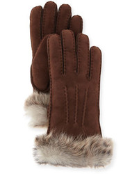 Темно-коричневые замшевые перчатки