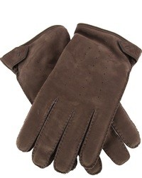 Мужские темно-коричневые замшевые перчатки от Brioni