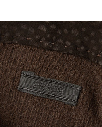 Мужские темно-коричневые замшевые перчатки от Prada