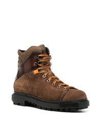 Мужские темно-коричневые замшевые рабочие ботинки от Santoni