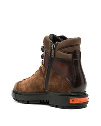 Мужские темно-коричневые замшевые рабочие ботинки от Santoni