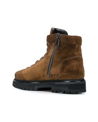 Мужские темно-коричневые замшевые рабочие ботинки от Santoni