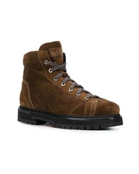 Мужские темно-коричневые замшевые рабочие ботинки от Santoni