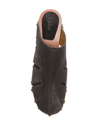 Темно-коричневые замшевые сабо от Chloé