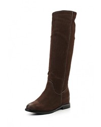 Темно-коричневые замшевые сапоги