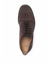 Темно-коричневые замшевые туфли дерби от Tod's