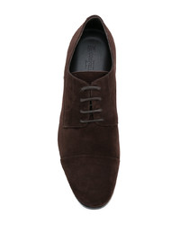 Темно-коричневые замшевые туфли дерби от Corneliani
